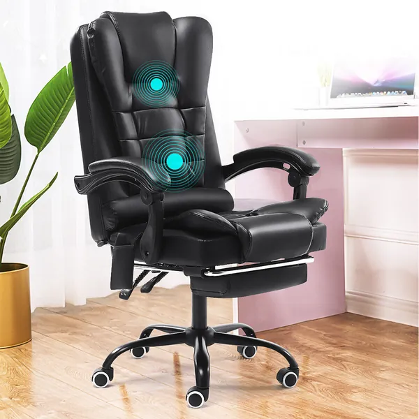 Premium Office Massage Chair with Footrest - Black