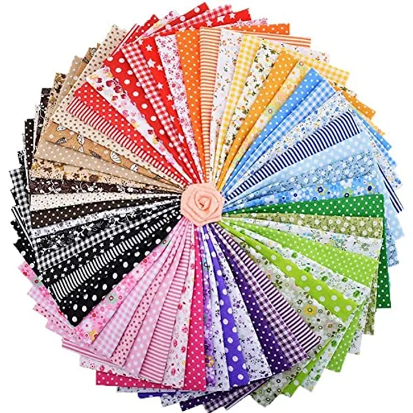 ZGXY Fabric, 56 pcs/lot Top Cotton 9.8" x 9.8" (25cm x 25cm) Squares Patchwork, Precut Multi-Color and Different Pattern for Sewing Quilting Crafting, Home Party Craft Fabric DIY Sewing Mask - M-1