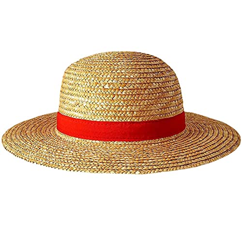 Luffy Straw Hat for Men Women, Multifunctional Luffy Cosplay with String Sun Beach Party Travel Performance Costume Straw Hat - A