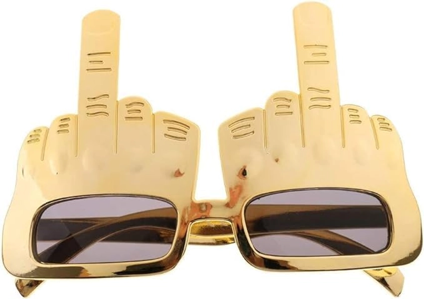 Sozbkelns Golden Middle Finger Novelty Sunglasses,Creative Middle Finger Flip Off Hand Shape Finger Novelty Party Sunglasses,for Party Glasses Props