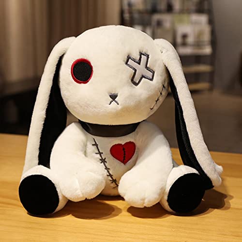 Dark Cthulhu Plush, Dreadful Bunny Stuffed Animal Long-Eared Rabbit Bunny Plush Toy Easter Stuffed Animal 9.8 Inches Sitting Rabbit Easter Decorations Devil Bunny Toys Pillow - White
