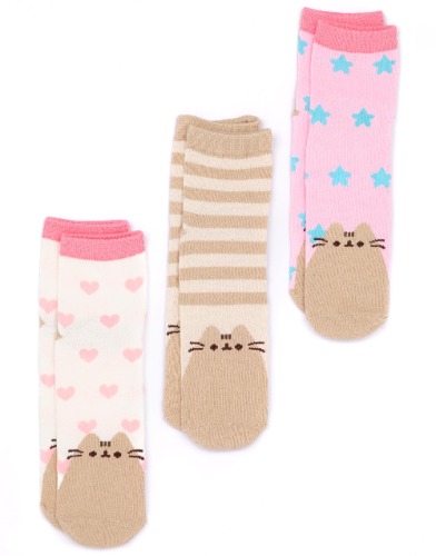 Pusheen Socks 3 Pack For Women | Ladies Pink Grey Blue Animated Cat | Footwear Accessories One Size