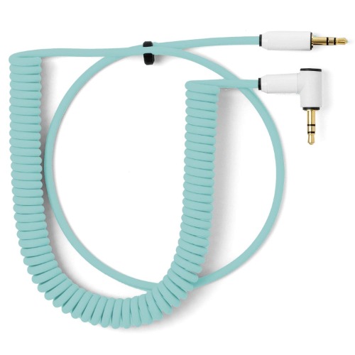 MyVolts Candycord OP-1 / OP-Z Special Audio Cable, Straight Mini Jack to Angled Mini Jack, Curly 65cm to 90cm, Mint Green Colour - Mint Green