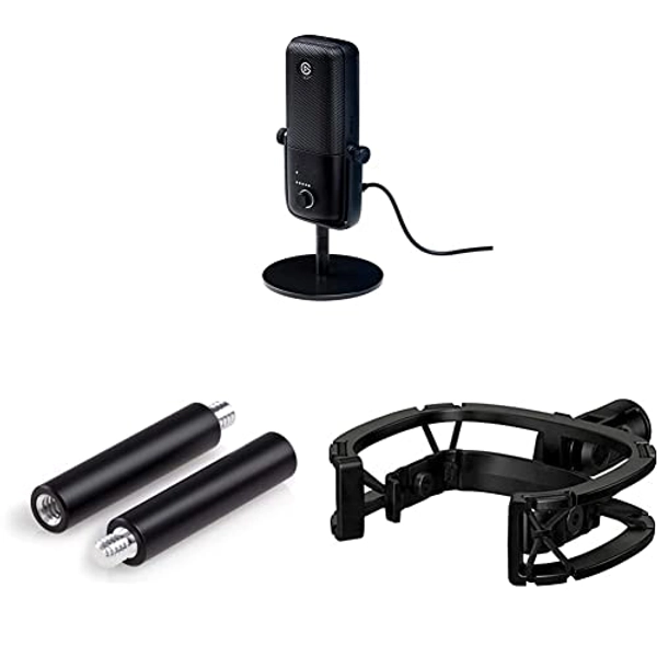 Elgato Wave:3 - Premium Studio Quality USB Condenser Microphone & Wave Extension Rods 2x5cm / 1.97 Inches Steel Rods & Shock Mount - Maximum