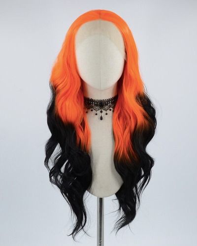 Orange Ombre Black Wavy Synthetic Lace Front Wig WW460 | Default Title