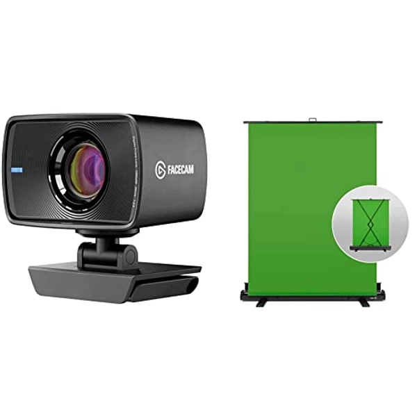 Elgato Facecam - 1080p60 True Full HD Webcam for Live Streaming, Gaming, Video Calls, Sony Sensor, Advanced Light Correction, DSLR Style Control & Green Screen - Collapsible Chroma Key Panel - Webcam + chroma key panel