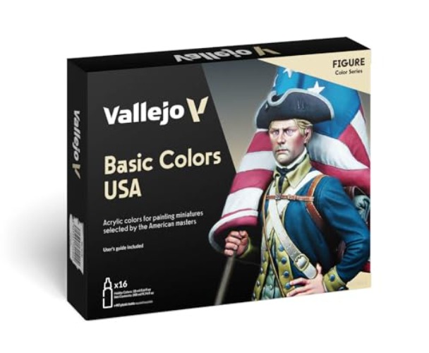 Vallejo Basic USA Acrylic Colors Paint Set, 17ml, Assorted Colors, 0.57 Fl Oz (Pack of 16) - Basic Color USA