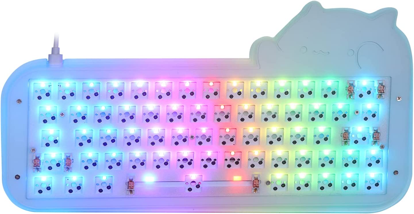 EPOMAKER Mini Cat 64 60% Hot Swappable VIA Programmable RGB Wired Mechanical Gaming DIY Keyboard Kit with Refinedly Tuned Stabilizers, Stacked Acrylic Case, Compatible with Windows/Mac - Mini Cat Kit
