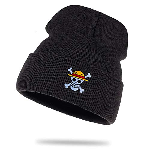 Ruffy Strickmütze Luffy Monkey D. One Wollmütze Wintermütze Rollmütze Zoro Beanie Mütze Seemannsmütze Unisex Piece - Einheitsgröße - Schwarz