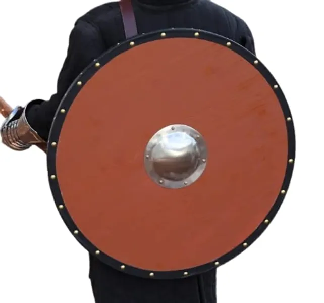 Medieval Shield Blank Canvas Viking Style Shield – Handmade Functional Medieval Wooden Costume Reenactment Large Round Norse Crest LARP Shield Brown, Brown, 24 Inch