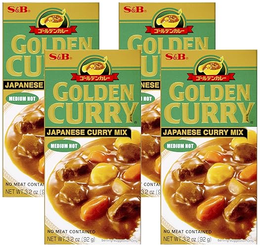 S&B, Golden Curry Japanese curry Mix, Medium Hot, 3.2 oz (Pack of 4) - 3.2 Ounce (Pack of 4)