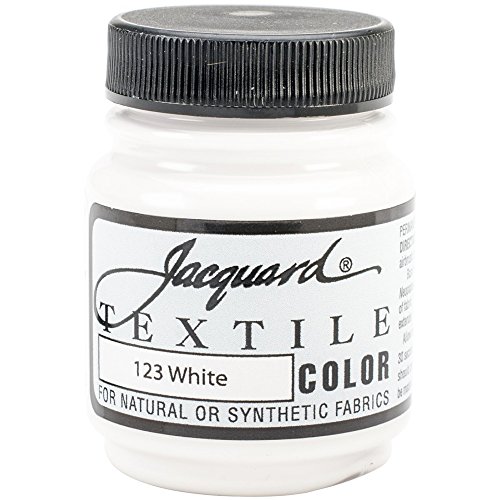 Jacquard Fabric Paint for Clothes - 2.25 Oz Textile Color White Leaves Fabric Soft - Permanent and Colorfast - Professional Quality Paints Made in USA - Holds up Exceptionally Well to Washing - White