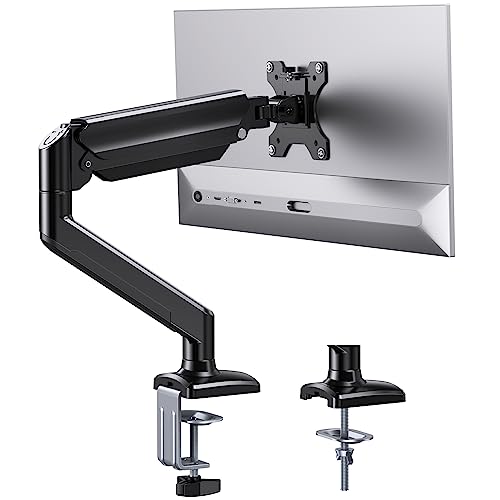 ErGear Single Monitor Arm for 13-32 inch Screens, Adjustable Gas Spring Monitor Mount Holds up to 22 lbs, Computer Monitor Stand with VESA Mount, C-Clamp & Grommet Base, Max VESA 100x100mm, EGSS15B