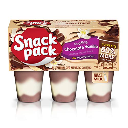 Super Snack Pack Chocolate Vanilla Pudding Cups, 6 Count, 8 Pack - Chocolate Vanilla