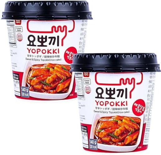 Korean Topokki Instant Rice Cake Yopokki Sweet & Mild Spicy Tteokbokki Cup (140g x 2)