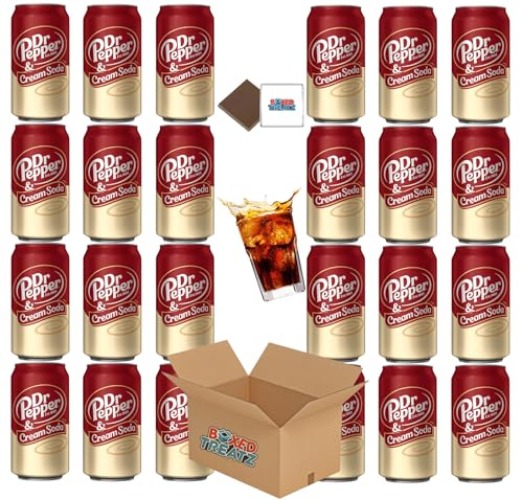 Dr Pepper Cream Soda (24x355ml) Smooth Tasting Vanilla Cream Soda Boxed Treatz