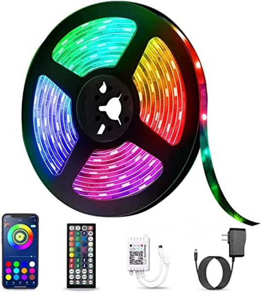 Tenmiro Led Lights for Bedroom, Led Strip Lights Music Sync Color Changing App Control Led Light Strips with Remote, for Room Bedroom Party Decoration, 30FT