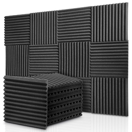 Donner 12 Pack Acoustic Panels, 1" x 12" x 12" Thicken Acoustic Foam Panels Wedges, Soundproofing Foam Noise Cancelling Foam Fireproof for Recording Studios & Offices & Home Studio