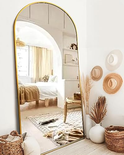 ITSRG Full Length Mirror with Stand, 34"x76" Floor Mirror Freestanding, Arched Wall Mirror, Oversized Mirror Full Length, Gold Arch Mirror Full Length, Wall Mounted Mirror for Bedroom(Gold) - Gold-oversize