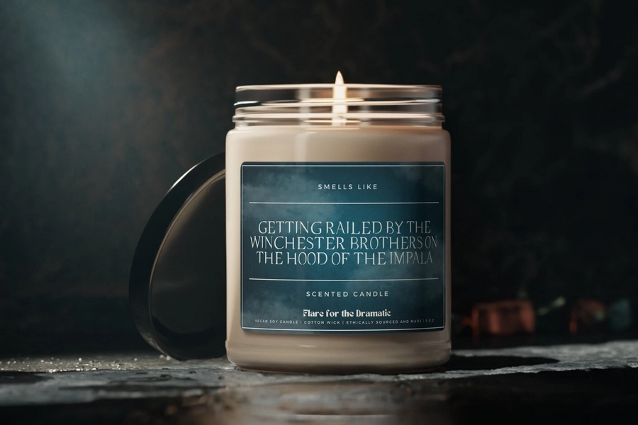 Smells Like Getting railed by the Winchester brothers on the hood of the Impala Scented Candle Supernatural Gift Dean Sam Merch Funny gifts