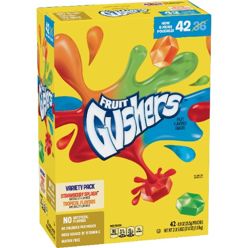 Betty Crocker Fruit Gushers, Strawberry Splash and Tropical, 0.9 Ounce (Pack of 42) - 