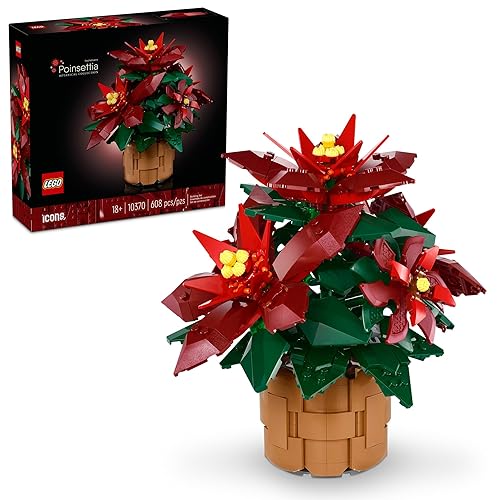 LEGO Icons Poinsettia Building Set - Artificial Flower Decorations & Centerpieces for Table, Adults Ages 18+ - 10370