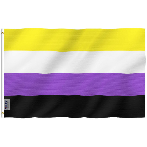 ANLEY Fly Breeze 3x5 Ft Non-Binary Pride Flag - Vivid Color and UV Fade Resistant - Double Stitched - NB Pride Genderqueer Gender Identity Flags Polyester with Brass Grommets 3X5 Ft