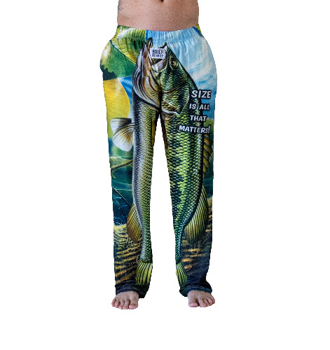 BRIEF INSANITY Fish Lounge Pajama Pants for Men | Humorous, Funny, Comfortable - Fishing Loungewear Bottoms - Small