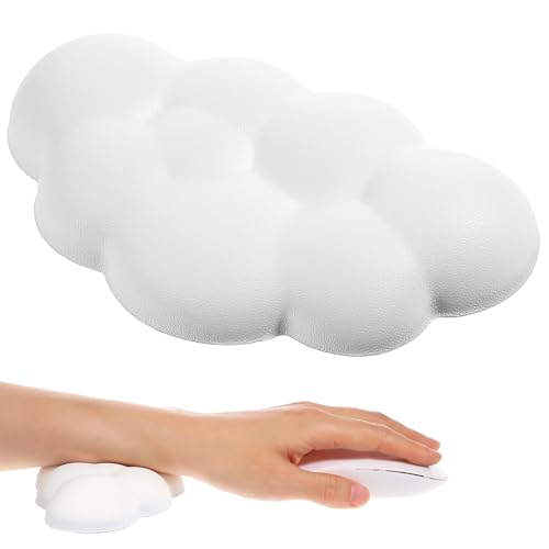 Gjinxi Cloud Wrist Rest Cushion Mouse Ergonomic Soft Wrist Support Pad Memory Foam Anti-Skid Base Wrist Rests Desk Accessories White Eergonomic Mouse Pads for Workspace Office Hand Keyboard
