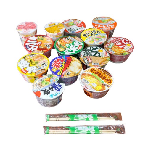 Japanese Cup Noodles Mini Cup Lucky Assortment SET with 2 Chopsticks Ramen Udon Soba Champon (5 Cups) Ninjapo™ Japan - 