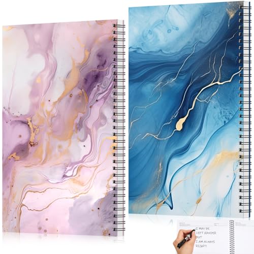 Jutom 2 Pads Jumbo Left Handed Notebook 11 x 8.5 Lefty Wire Bound Notebooks 200 Pages 100 Sheets Left Handed Journal Spiral Notebooks for Lefties School Office (Marble Color,Marble) - Marble - Marble Color