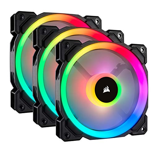 Corsair LL120 RGB 120mm Dual Light Loop PWM RGB Fans - Triple Fan Kit with Lighting Node PRO - Black - 3 Pack with Lighting Node PRO