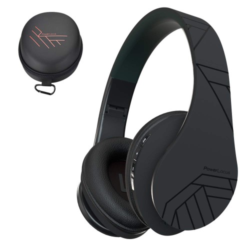 PowerLocus Casque Bluetooth sans Fil, Casque Audio stéréo Pliable sans Fil et Filaire avec Micro intégré, Micro SD/TF, FM pour iPhone/Wiko/SamsungPad/PC (Noir)