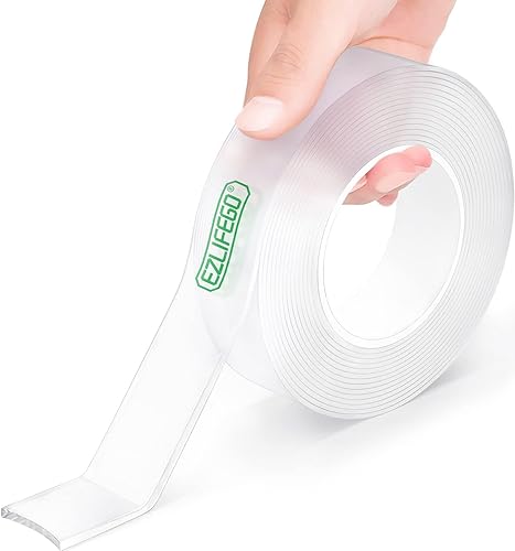 EZlifego Double Sided Tape Heavy Duty, Nano Double Sided Adhesive Tape, Clear Mounting Tape Picture Hanging Adhesive Strips (9.85FT) - 9.85 Feet