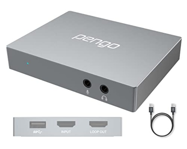 Capture Card for streaming switch games!! Pengo 4K HDMI Pass-Through Grabber, Game Capture Card at 1080p60fps, No Driver, USB 3.0 UVC for Win, MacOS, No Latency, Livestream for Xbox One, Nintendo Switch, PS5 (no HDCP/no 1080i) - Gray USB-A