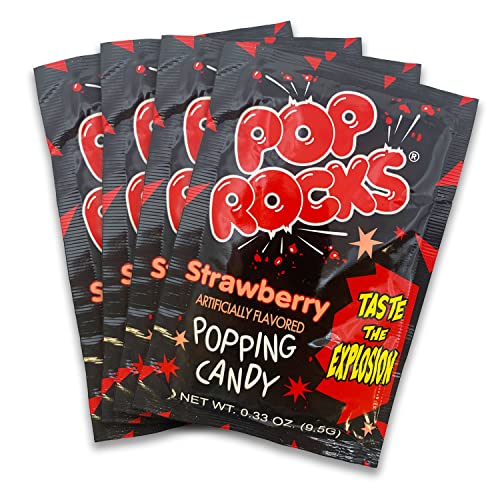 Strawberry POP ROCKS® Candy | Includes 4 Individual Packs of Strawberry Flavored Mini Rock Popping Candies - Strawberry POP ROCKS® Candy