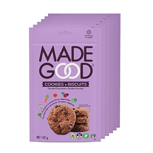 MadeGood Crunchy Cookies, Double Chocolate, 142g (6 Pouches) Gluten Free Snacks - Double Chocolate