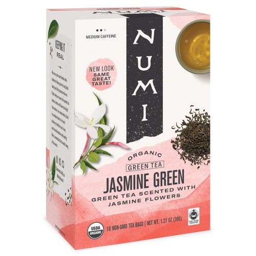 Numi Organic Tea Jasmine Green, Full Leaf Green Tea, 18 Count Tea Bags (Pack of 3) - Jasmine 18 Count (Pack of 3)