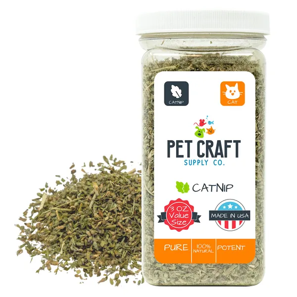 Pet Craft Supply Premium Maximum Potent All Natural Catnip for Cats USA Grown & Harvested Large 3 oz Resealable Canister Great for Training Redirecting Bad Behaviors