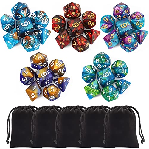 DND Dice Set - CiaraQ Polyhedral Dice (35 pcs) with Black Bags for Dungeons and Dragons, RPG, MTG Role Playing Games - 35pcs