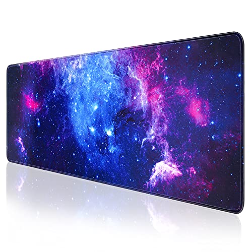 Gaming Mouse Pad, QOMOLAMA Large Mouse Pad XL 31. 5x11.8in, Big Extended Computer Keyboard Mouse Mat Desk Pad for Laptop with Stitched Edges, Waterproof Mousepad for Gamer Home&Office -Galaxy - Galaxy