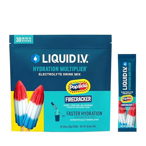 Liquid IV Hydration Multiplier Drink Mix 30 Count - Firecracker Flavor - 30 Total Individual Stick Packets - 480 Grams