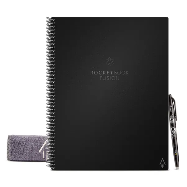 Rocketbook Fusion Smart Reusable Notebook - Calendar, To-Do Lists, and Note Template Pages with 1 Pilot Frixion Pen & 1 Microfiber Cloth Included - Infinity Black Cover, Letter Size (8.5" x 11")