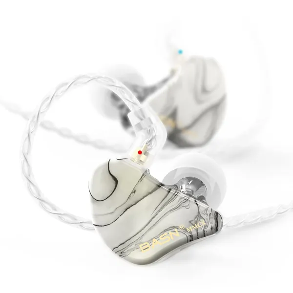 BASN MMCX Triple Driver in-Ear Monitors with Rich Bass, HiFi Stereo IEM Earphones with Upgraded Detachable Cables for Audiophiles Musicians (Porcelain White)