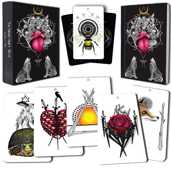 Naked Heart Tarot Deck by Jillian C. Wilde - Black Tarot Deck Tarot Cards with Guide Book - Nature & Animal Tarot Cards for Beginners & All Level Tarot Cards Deck Readers