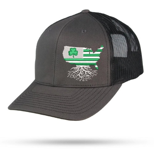 USA Irish St. Patricks Day Snapback Hat - Charcoal/Black