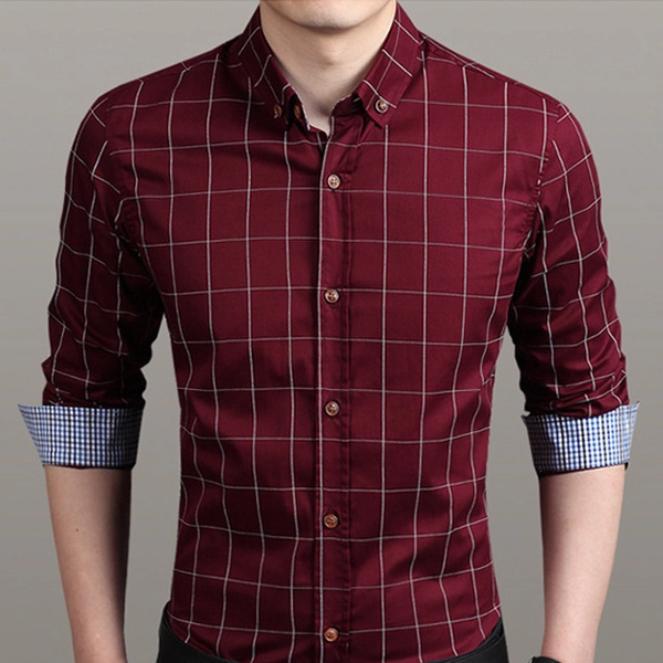 Mens Checkered Button Down Shirt In Red