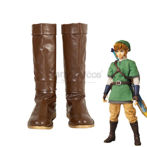 Game The Legend of Zelda Cosplay Link Brown Shoes - Custom-Tailor