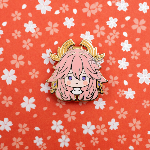 Genshin Impact Raiden Shogun Baal & Yae Miko Hard Enamel Pin - Yae / [A Grade] / Simple Rubber Back