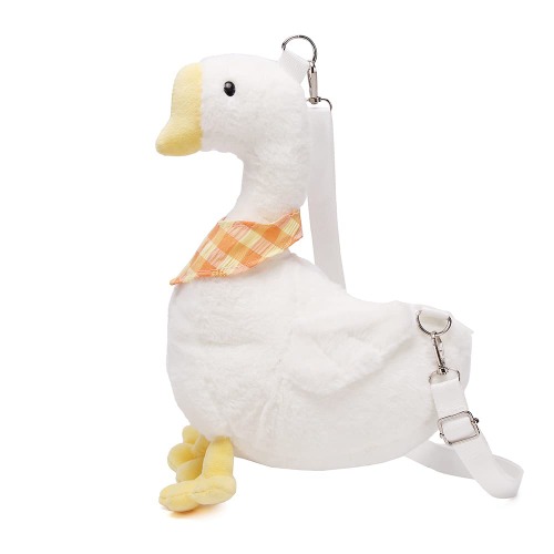 LOXOMU Cute Plush Duck Crossbody Bag, Animals Kawaii Coin Purse Soft Plush Shoulder Bag,Cartoon Crossbody Bag for Girls Women (White) - White
